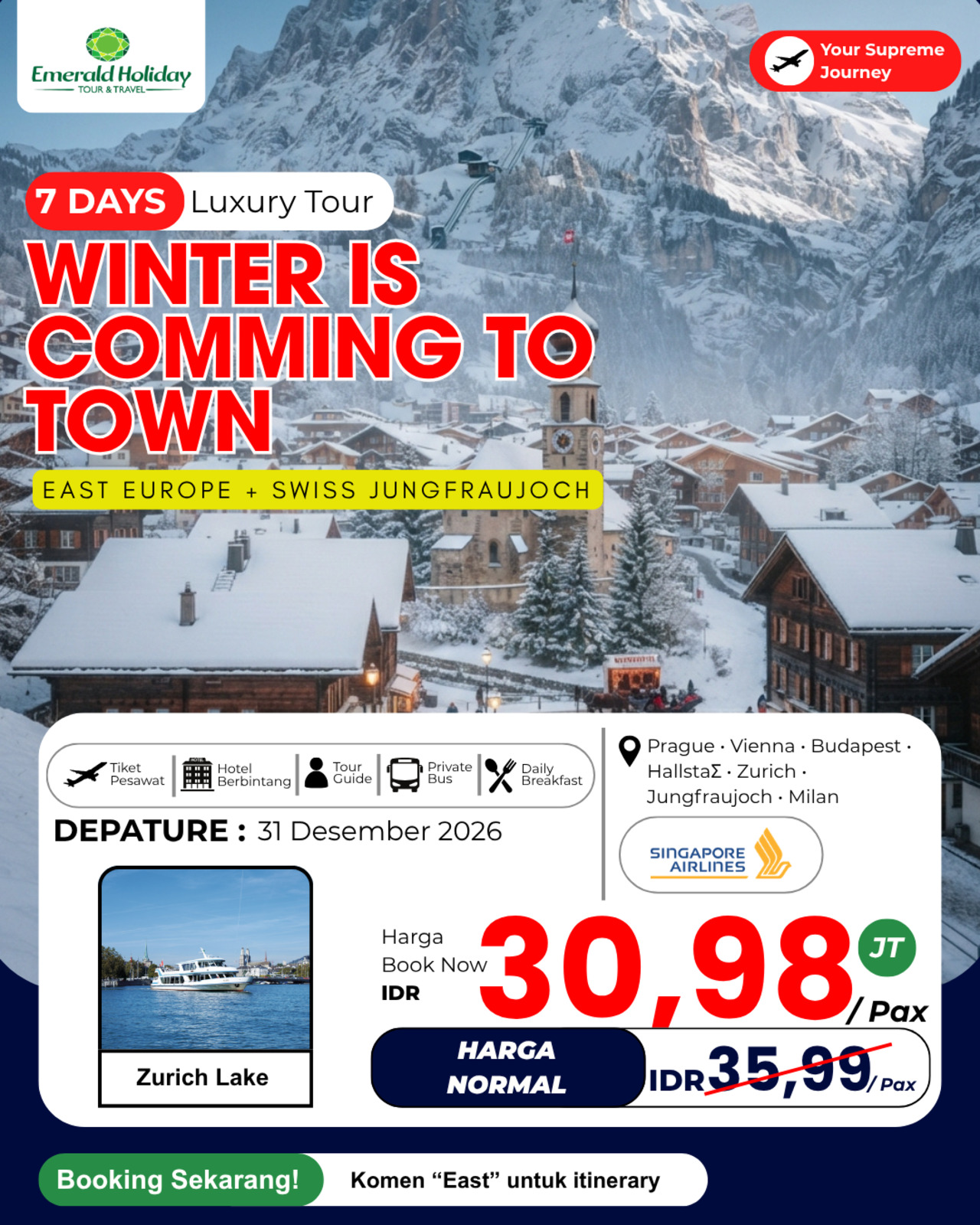 11D EAST EUROPE SWISS JUNGFRAUJOCH